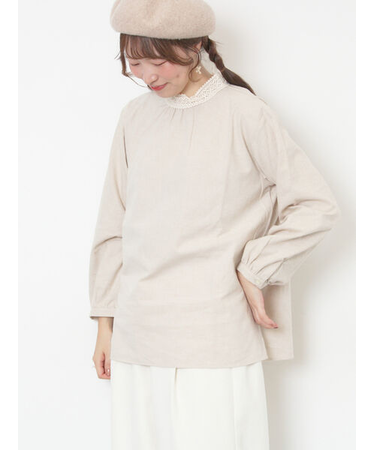 【保温加工】襟レースブラウス