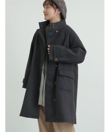 ウールライクスタンドネックコート