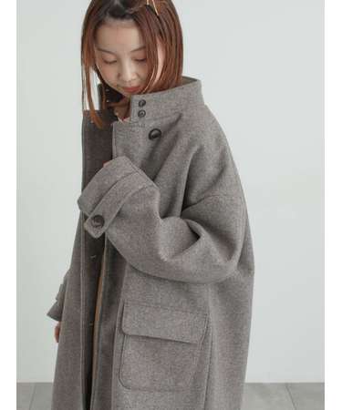 ウールライクスタンドネックコート