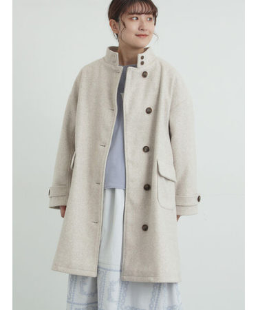 ウールライクスタンドネックコート