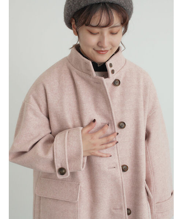 ウールライクスタンドネックコート