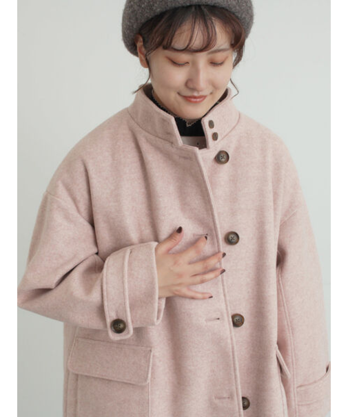 ウールライクスタンドネックコート