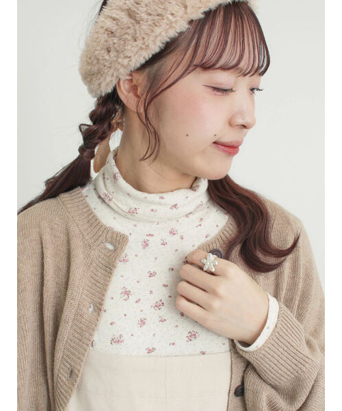 吸湿発熱】ベア天花柄タートルネックインナー｜サマンサモスモスの通販