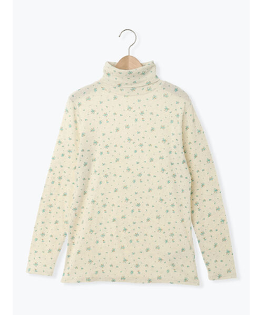 【吸湿発熱】ベア天花柄タートルネックインナー