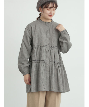 柄アソートティアードフリルチュニック