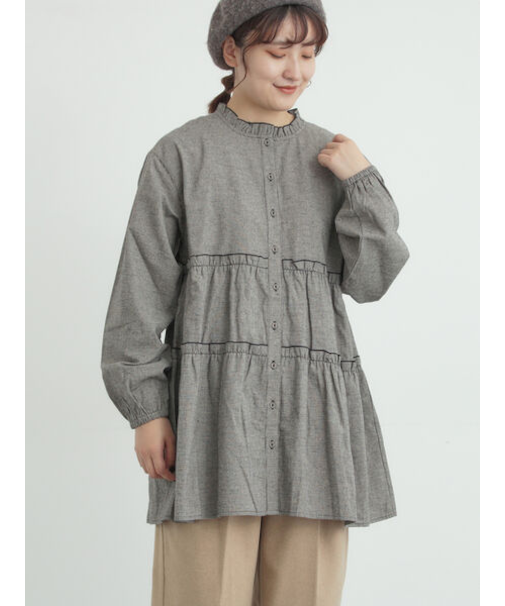 柄アソートティアードフリルチュニック