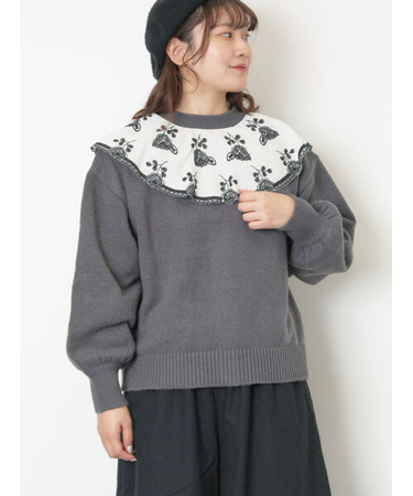 レース貼り前後2WAYニット