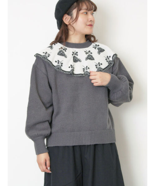 レース貼り前後2WAYニット