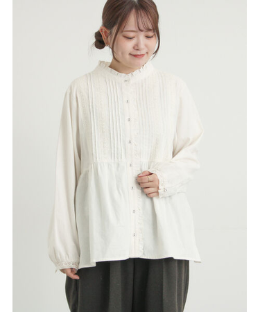 フリルバンドカラーブラウス