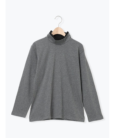 【保温加工】衿レース重ね着風タートルインナー