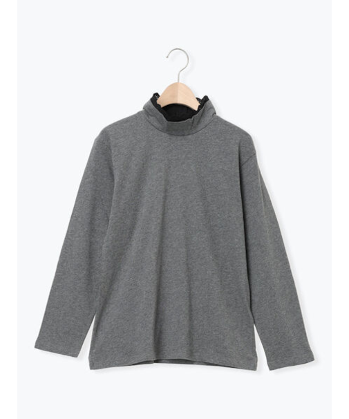 【保温加工】衿レース重ね着風タートルインナー