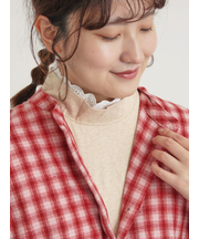 【保温加工】衿レース重ね着風タートルインナー