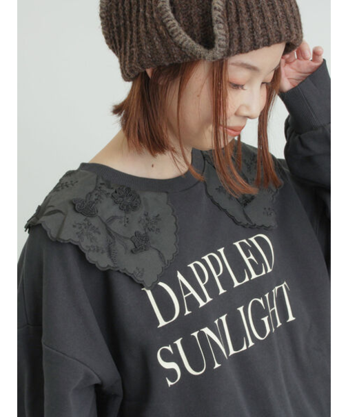 裏毛3Dレース襟付きスウェット