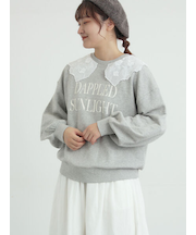 裏毛3Dレース襟付きスウェット