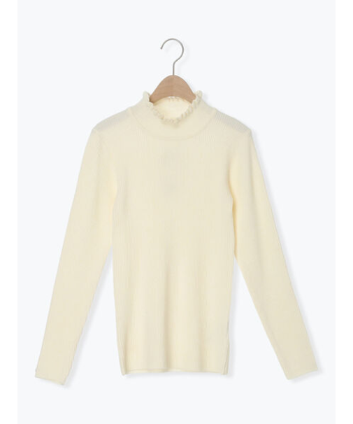 【マシンウォッシャブル】もちもちリブフリルタートルネックニット