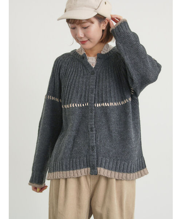 ラウンド切替ステッチ前後2WAYニット