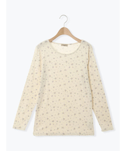 【吸湿発熱】ベア天花柄クルーネック