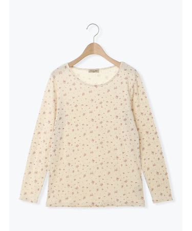 【吸湿発熱】ベア天花柄クルーネック