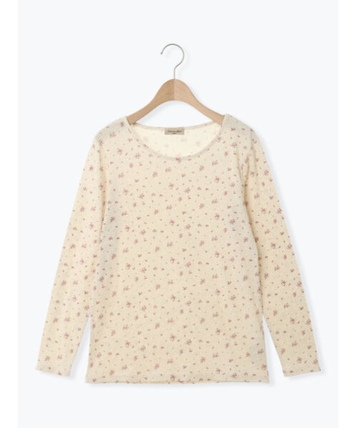 【吸湿発熱】ベア天花柄クルーネック