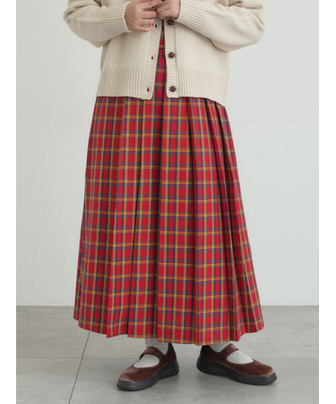 【帯電防止裏地】柄アソートプリーツスカート