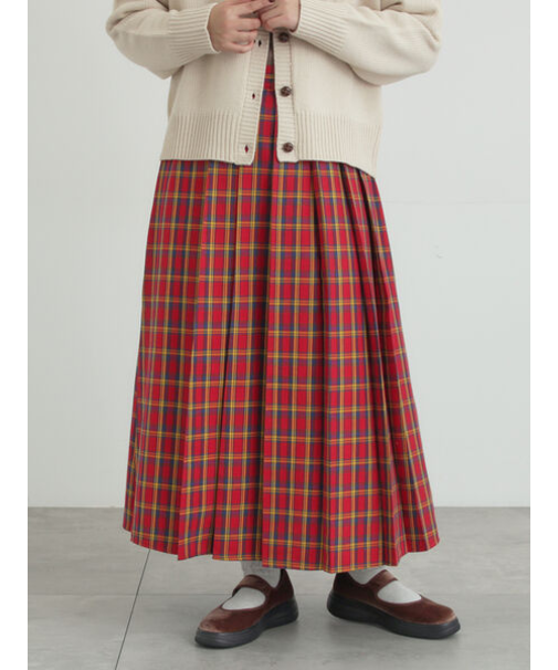 【帯電防止裏地】柄アソートプリーツスカート