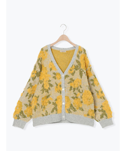 無地・花柄シャギーVネックカーディガン