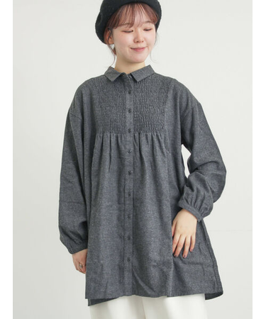 シャーリング切替チュニック