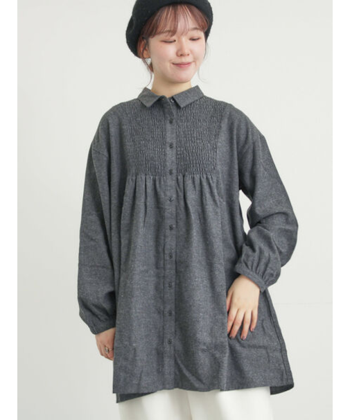 シャーリング切替チュニック