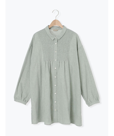 シャーリング切替チュニック