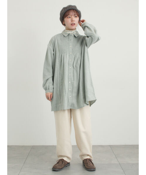 シャーリング切替チュニック