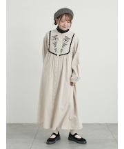 【S/Mサイズ】切替配色刺繍ワンピース