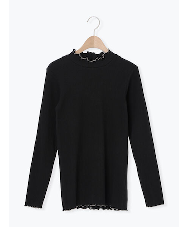 配色メローカットリブフリルスタンドネックインナー