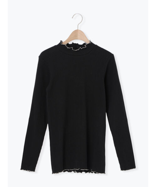 配色メローカットリブフリルスタンドネックインナー