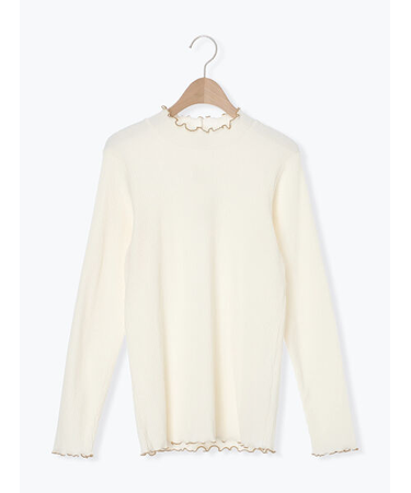 配色メローカットリブフリルスタンドネックインナー