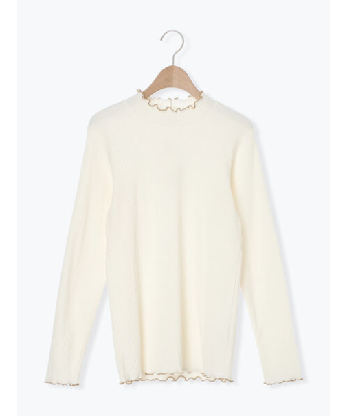 配色メローカットリブフリルスタンドネックインナー