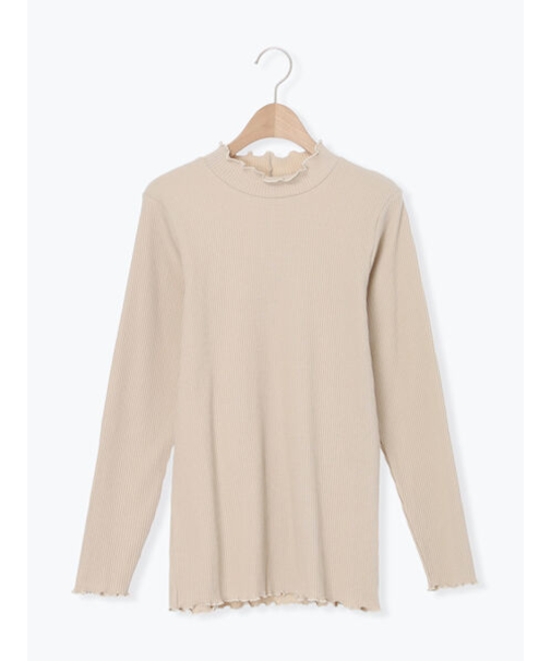 配色メローカットリブフリルスタンドネックインナー