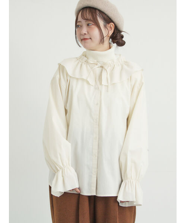 フリル襟ブラウス