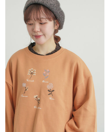 クロスステッチフラワー刺繍スウェット
