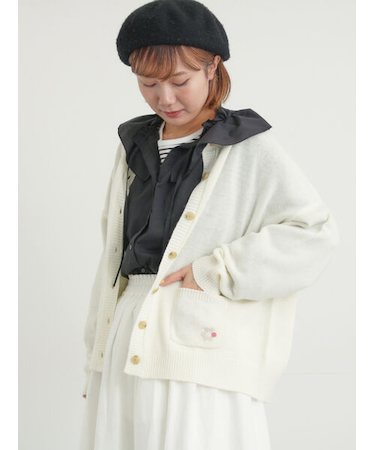 花刺繍入りカーディガン