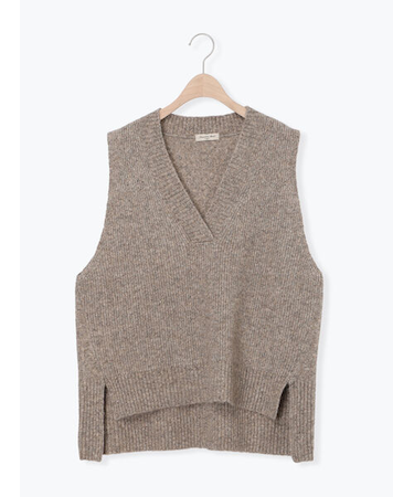 Vネックリブベスト