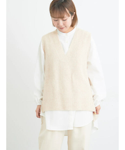 Vネックリブベスト