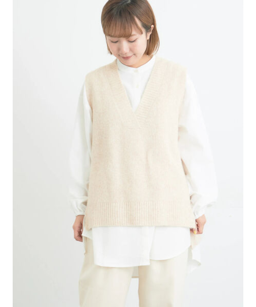 Vネックリブベスト
