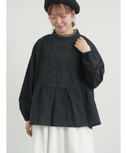 前立てレース切替ブラウス