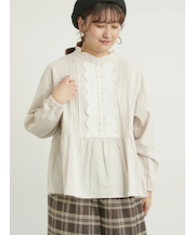 前立てレース切替ブラウス