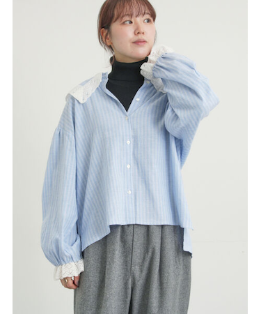 【2WAY】レースBig襟取り外しブラウス