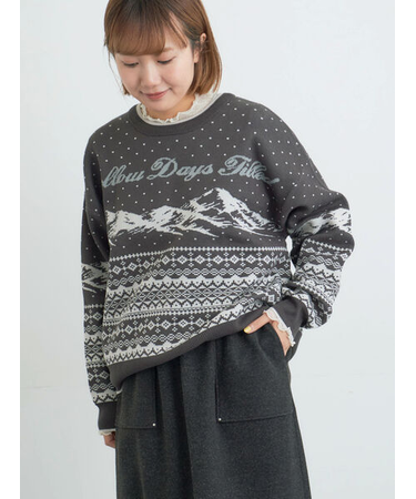 山柄ジャカードニット