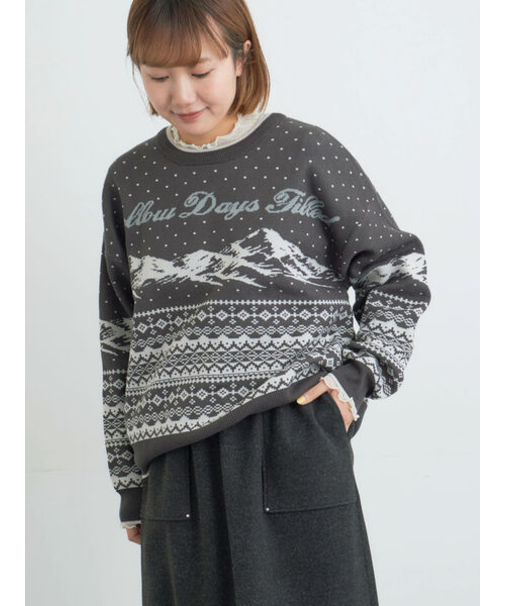 山柄ジャカードニット