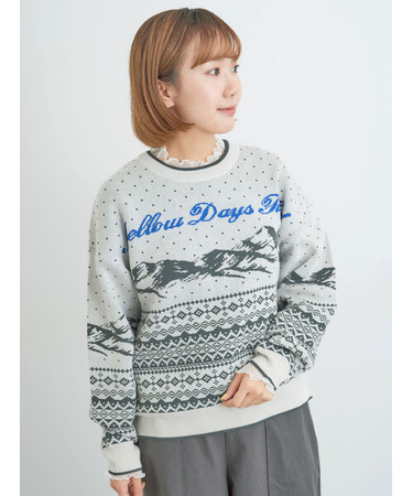 山柄ジャカードニット