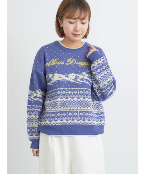 山柄ジャカードニット