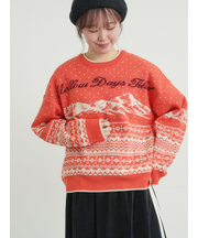 山柄ジャカードニット